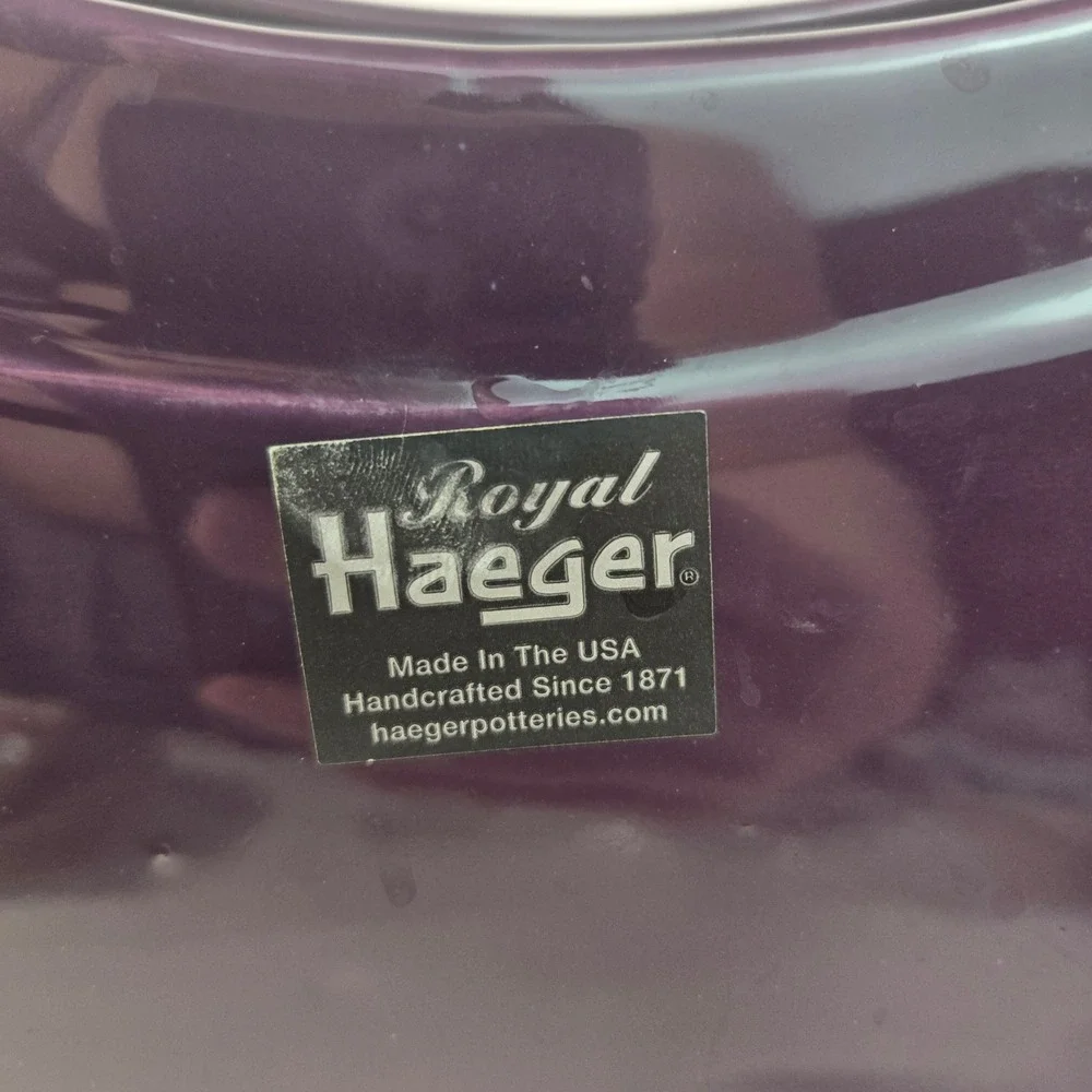 Royal Haeger Plum Purple Ceramic Vase Handcrafted USA 2004 Oval Glossy 382-02